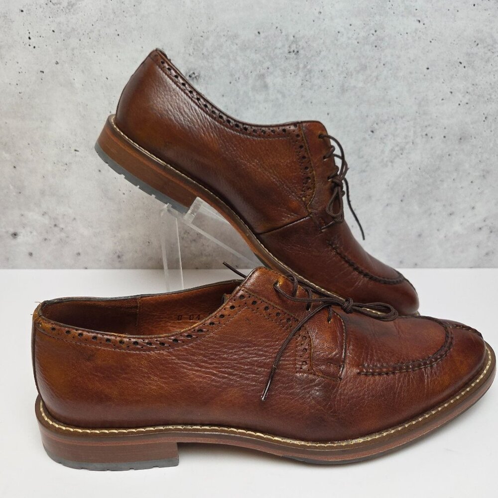 Alan Payne Deer Leather Oxford Split Toe Shoes Handmade 8.5 M Winbley Cognac